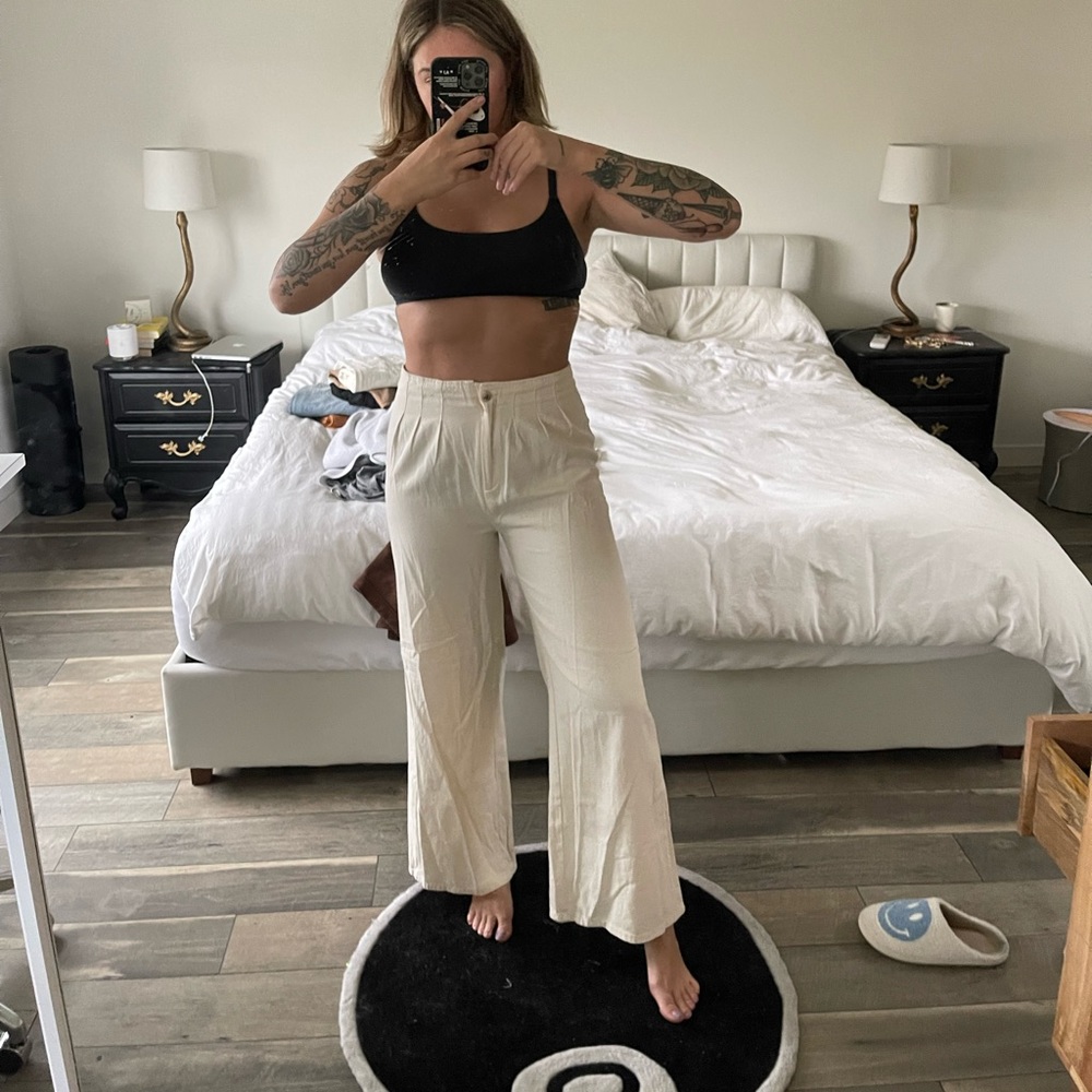 Cream linen pants
